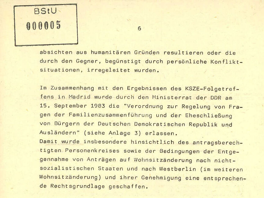 Auszug aus der 46-seitigen Dienstanweisung 2/83 des Ministers für Staatssicherheit Erich Mielke, 13. Oktober 1983