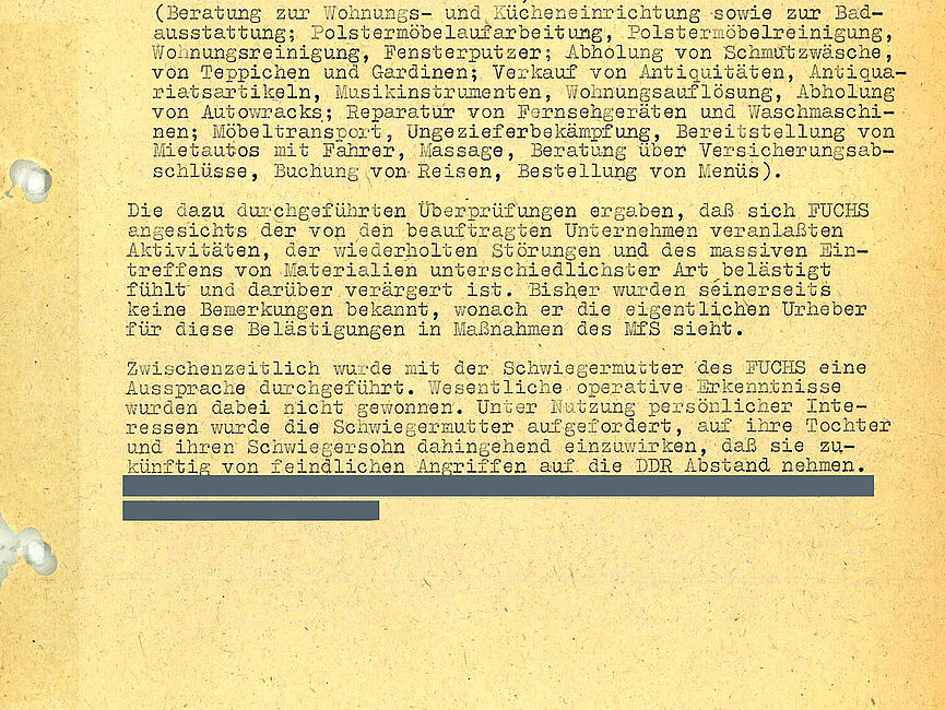 Zwischenbericht der HA XX/5 "über die Feindtätigkeit des Jürgen Fuchs", 29. September 1982 (Auszug)