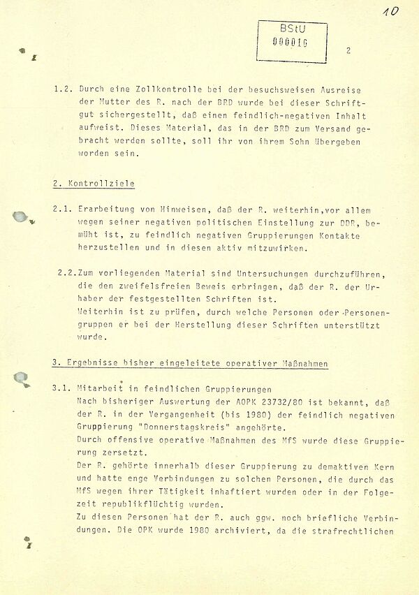 Maschinell verfasstes Textdokument der Hauptabteilung XVIII/3